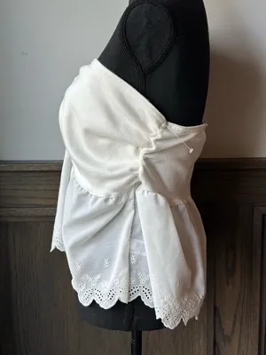 White Strapless Ruched Eyelet Peplum Top Size XXL thumbnail 2
