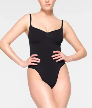 NWOT SKIMS Seamless Sculpt Thong Body Suit Onyx Size L thumbnail 2