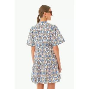 Tuckernuck Golden Medallion Crawford Dress Size Large Blue Cotton Mini thumbnail 2