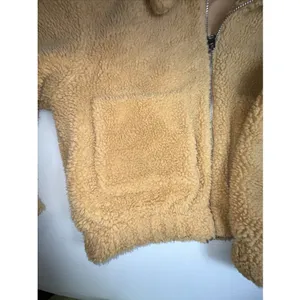 UO Urban Outfitters Cropped Teddy Jacket Fleece Deep Pile Sherpa Brown‎ M thumbnail 7