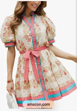 Short sleeve mini dress. Multiple thumbnail 1