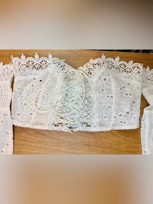 SHEIN XS White Eyelet Lace Crop Top Detachable Sleeves Off Shoulder Halloween thumbnail 3