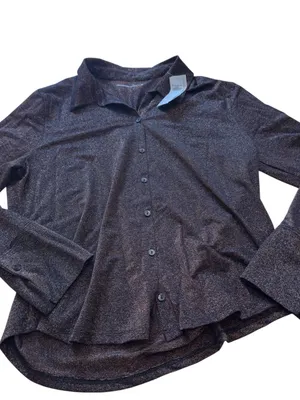 Abercrombie & Fitch Women XL Bronze Metallic Shimmer Button Front Blouse NWT Top thumbnail 5