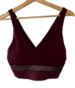 Fabletics deep v plum purple sports bra women's‎ size medium comfortable thumbnail 1