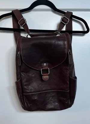 Unisex Brown Leather Backpack/Crossbody thumbnail 1