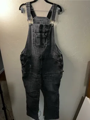 Dovetail Freshley Washed Black Canvas Workwear Overalls Plus Size Petite thumbnail 2