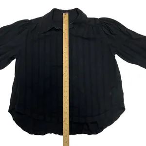 FREE PEOPLE Happy Days Puff Sleeve Cropped Blouse In Black Size Small thumbnail 8