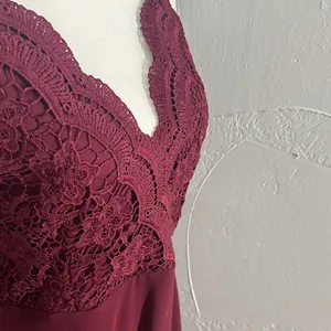 Lulu's burgundy Lace Maxi Dress thumbnail 6