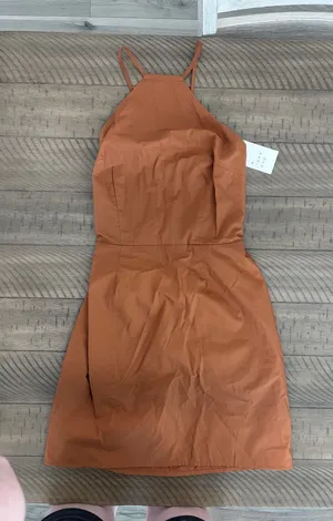 Universal Thread Rust Orange Halter Mini Dress thumbnail 1