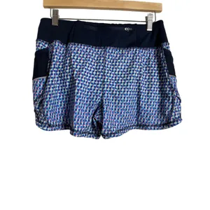 Athleta Vivid Ready Set Go Blue Geometric Print Athletic Running Shorts Size S thumbnail 3