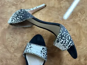 Loeffler Randall Leora Snakeskin D’Orsay Heels Black White Stiletto 8.5 B thumbnail 1