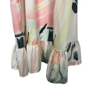 Womens Babydoll Maxi Dress Medium Painter Artsy Floral Beachy Vacation Travel thumbnail 6