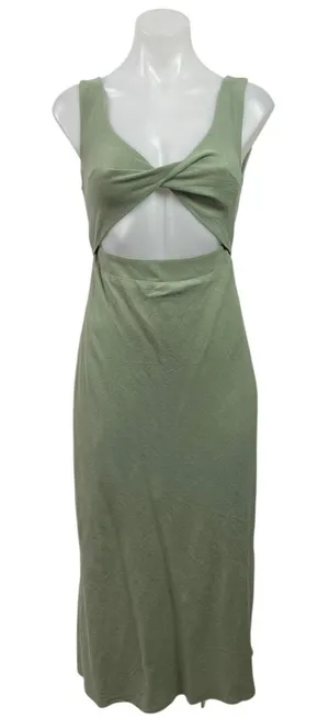 NEW Petal & Pup Apollo Green Sleeveless Twist Cut Out Maxi A-Line Tank Dress XS thumbnail 1