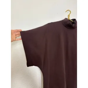 Zara Brown Mock Neck Short-Sleeve Top/Dress Size Medium Tunic Minimalist thumbnail 8