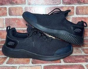 Pre-Owned Skechers Bounder-Stokley Air-Cooled Black Running Shoes 52513 Size 10 thumbnail 1