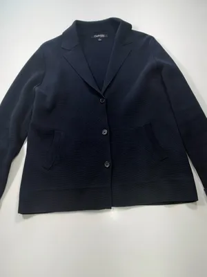 Chadwicks 100% Cotton Navy Blazer-Style Knit Cardigan thumbnail 2