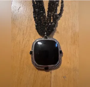 Statement Multi strand Beaded Necklace Black thumbnail 2