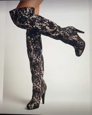 Colin Stuart Thigh High Lace Sexy Stiletto Womens Boots Size 7 thumbnail 1