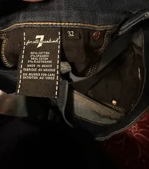 7 For All Mankind Slim Straight Stretch Denim Jeans Blue Dark Wash 5-Pocket thumbnail 5