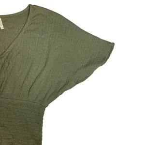 Mudd Y2K Waffle‎ Knit Button Front Cropped Top Olive Green Medium EUC thumbnail 5