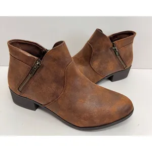 Sun + Stone Boots‎ Womens Brown Double Zip Size 5 Almond Toe Cushioned NEW thumbnail 3