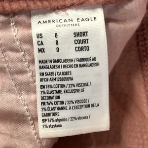American Eagle Pants Womens 0 Short Pink Corduroy High Rise Cargo Baggy Wide Leg thumbnail 5