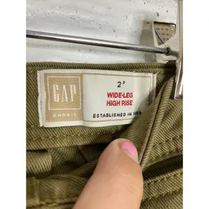 GAP Wide-Leg Khakis Women 2P Olive Green Excellent High‎ Rise Stretch Cotton thumbnail 2
