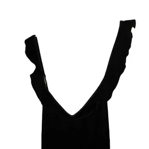 NWT Taylor Black One Piece Velvet Ruffle Trim Cross Back‎ Romper Sz 12-Flawed thumbnail 2