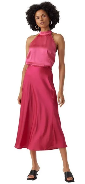 Vero Moda Pink Heart Oli 7/8 High Waist Long Slip Skirt size Medium thumbnail 1