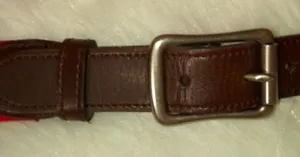 Woven Cotton Belt Chocolate Leather Silver Hardware in Red White Blue thumbnail 1