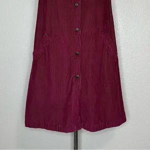 Blue J. 100% Cotton Corduroy Burgundy Button Down Sleeveless Dress thumbnail 3