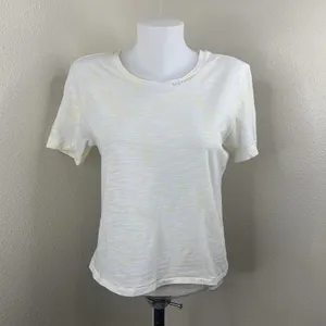 Loveshackfancy White Yellow Speckled Tshirt Women’s Sz XS Cotton Top *Flaw thumbnail 2