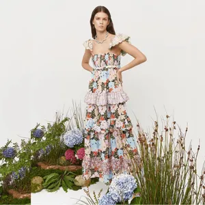 NWT CeliaB Tiered Ruffle Maxi Dress Blue thumbnail 4