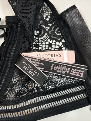Victoria’s Secret Black Lace Crop Top Sheer Lace XS Whimsigoth Witchy thumbnail 3