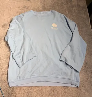 Aerie Light Blue smiley company Crewneck Sweatshirt small thumbnail 1