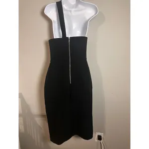 Nicholas Black One Shoulder Asymmetric Slit Midi Cocktail Dress Womens‎ US 8 thumbnail 5