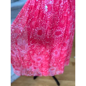 NWT WDNY Silk Hot Pink Ruched Floral Strapless Sequin Midi Tea Dress thumbnail 6