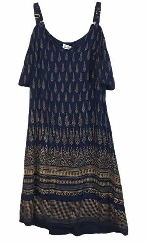 Off the shoulder blue gold mini dress small Blue thumbnail 1