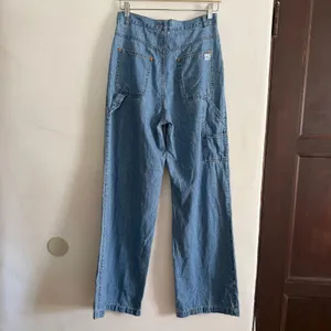 90s Vintage Old Navy Baggy Wide Leg Carpenter Blue Jeans | Size 6 thumbnail 2
