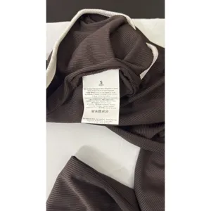 Women's 2 Piece Lounge Set Brown Size S Crop Top Flare Pants White Trim Y2K thumbnail 5