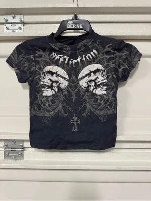 AFFLICTION Collapse Womens Baby Tee XS New Cropped Length thumbnail 3