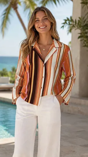 NWT!! ZARA Colorful Striped Buttondown Shirt Top‎ Cotton Notch Collar Small thumbnail 1
