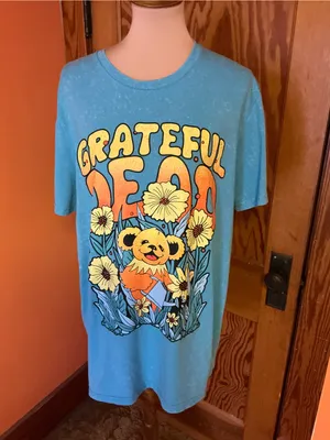 Grateful Dead Dancing Bear Flowers Blue Tie Dye Graphic T Shirt XL Deadhead thumbnail 5