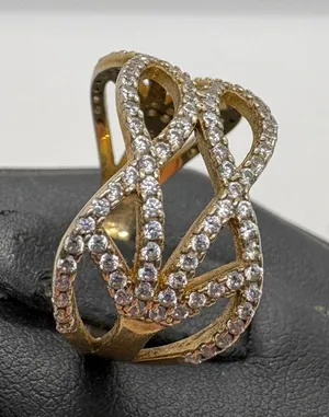 Vintage 925 Sterling Silver Gold Plated CZ Lattice Wave Statement Ring Size 9.25 thumbnail 1