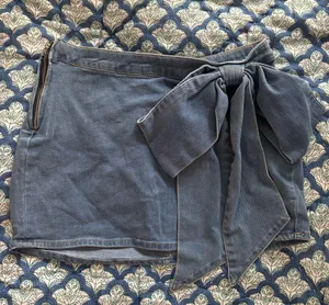 Cider Denim Bow Mini Skirt thumbnail 1
