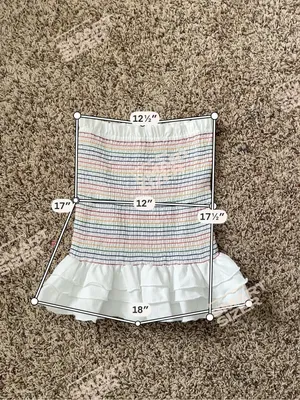 DO+BE White Smocked Mini Skirt with Multicolor Stripe Detail Sz S thumbnail 7