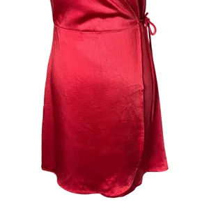 Princess Polly Emily Mini Dress Women 6 Red Satin Wrap V-Neck Sexy Party thumbnail 4