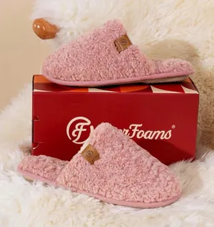 NEW EverFoams Fuzzy Slip-on Slippers Warm Cozy Soft Lightweight Memory Foam 7/8 thumbnail 1