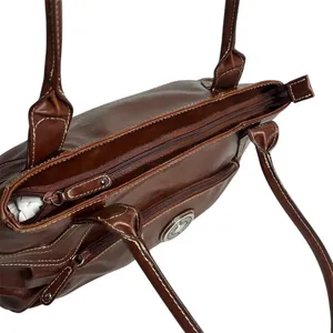 Nine West Women's‎ Brown Leather Shoulder Bag with Zip Closure thumbnail 7