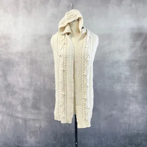 Lands End Cable Knit Detachable Hood Scarf Heritage Winter Resort Lodge Cottage thumbnail 3